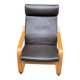 Fauteuil à bascule scandinave bois courbé et cuir marron ikea poang