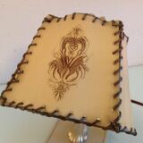 Brass bedside lamp and beige lampshade art deco style