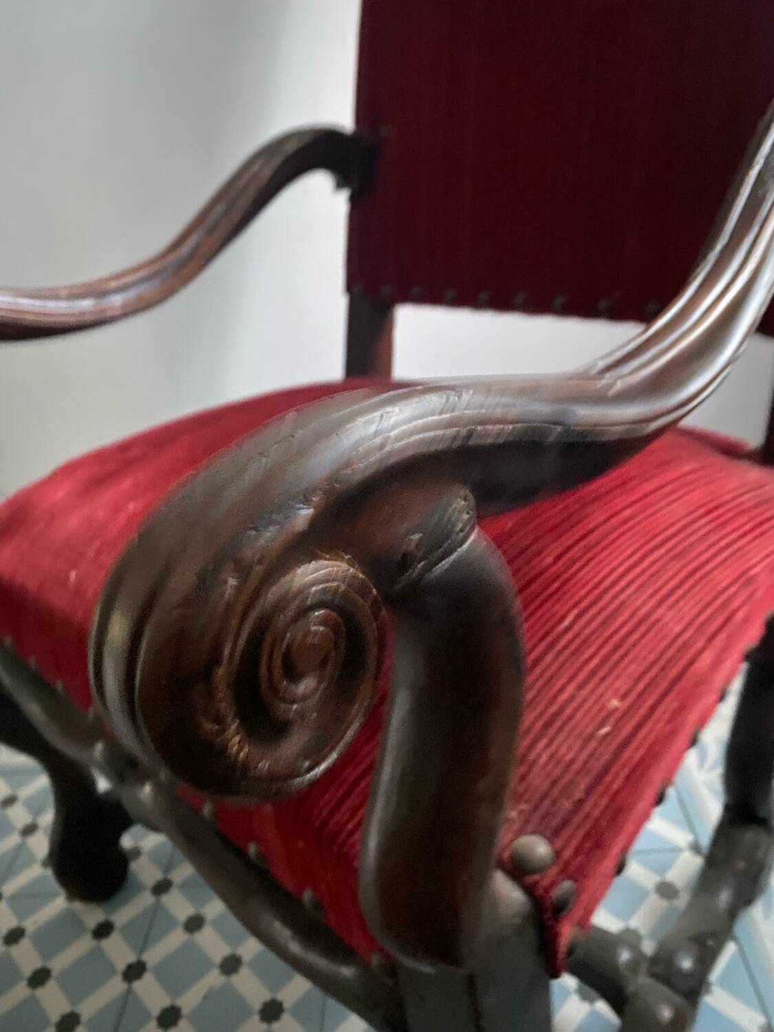 Louis XIII style armchair, 19th century.