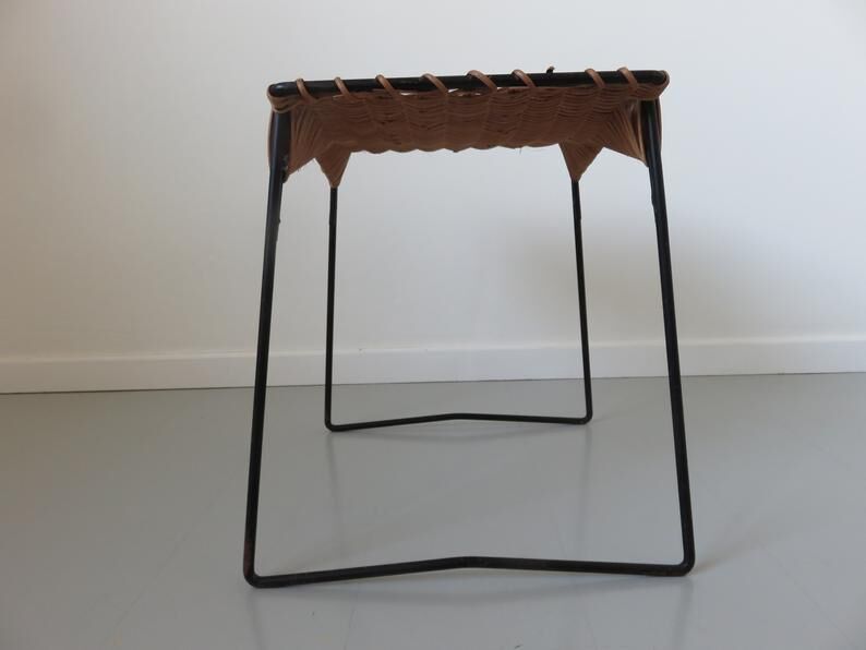 Raoul Guys stool for Airborne in wicker and metal 50s