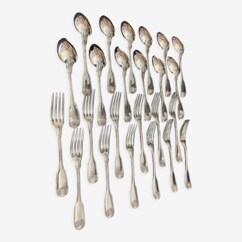 12 cutlery entremets model shell silver metal