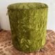 Green velvet storage pouffe from the 1960s.