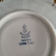 Set of 8 coffee cups and porcelain sub-cups Bavaria model China Blau