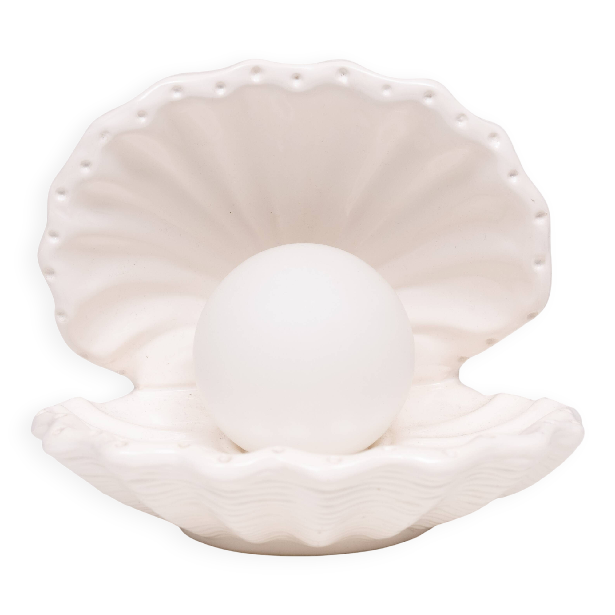 Lampe de table coquillage en céramique blanche des années 1970