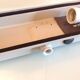 Rectangular porthole wall light in industrial/70s style frosted glass