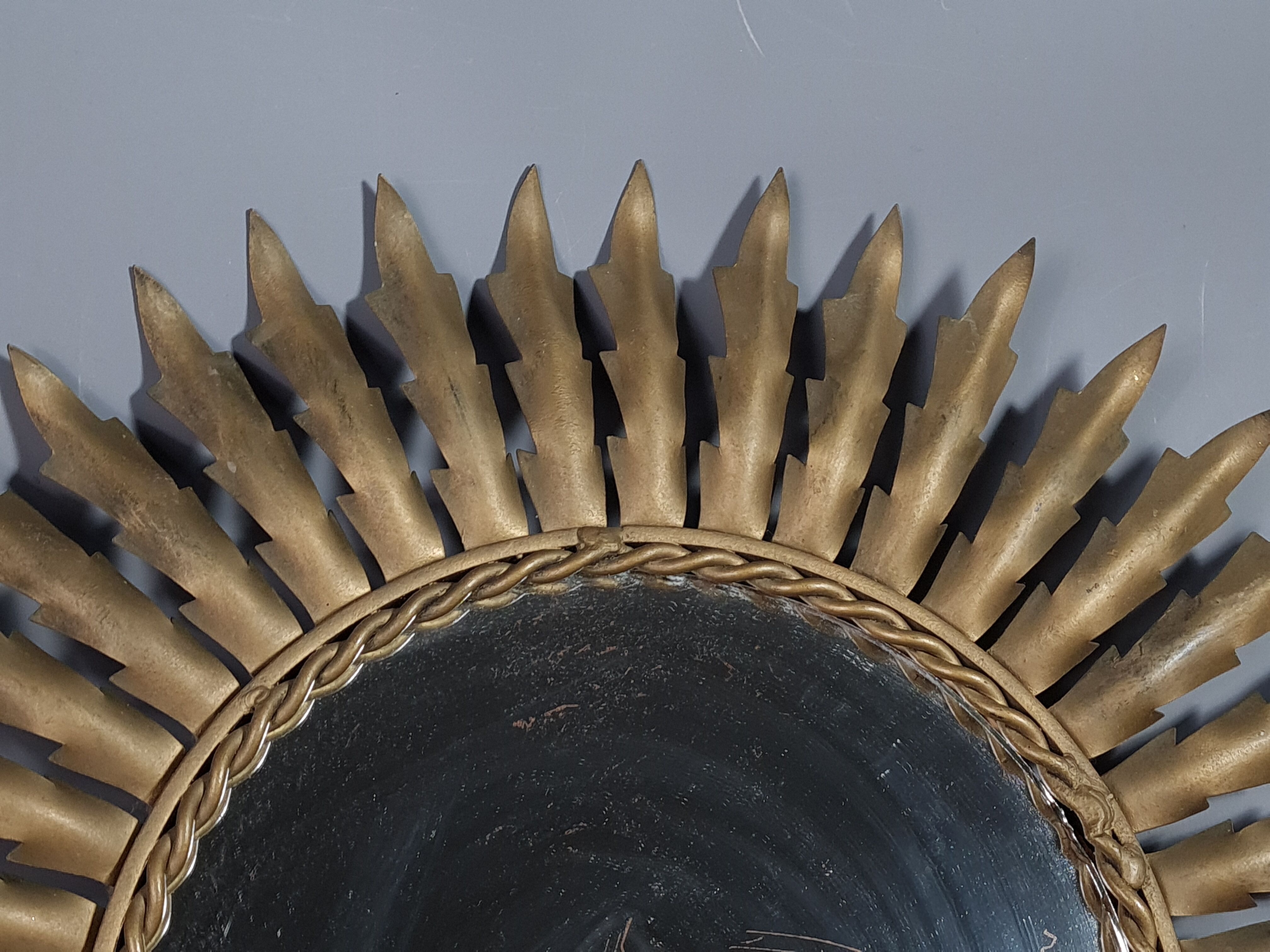 Mirror sun metal golden vintage 50s - 48cm.