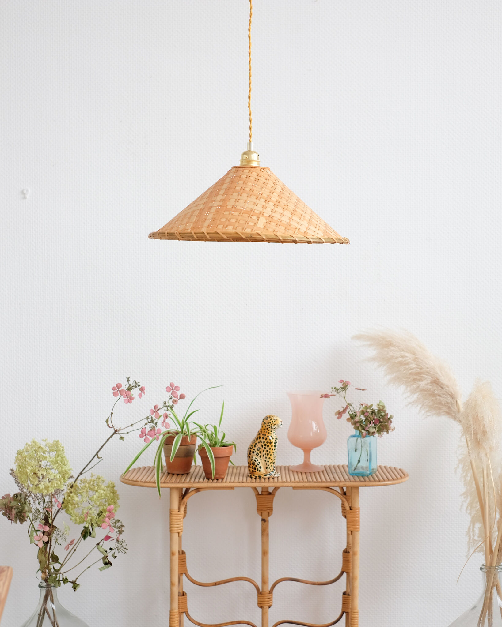 Vintage wicker pendant lamp