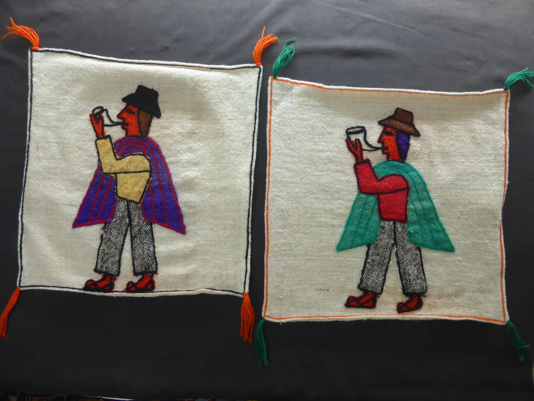 2 vintage cushion covers South America crafts