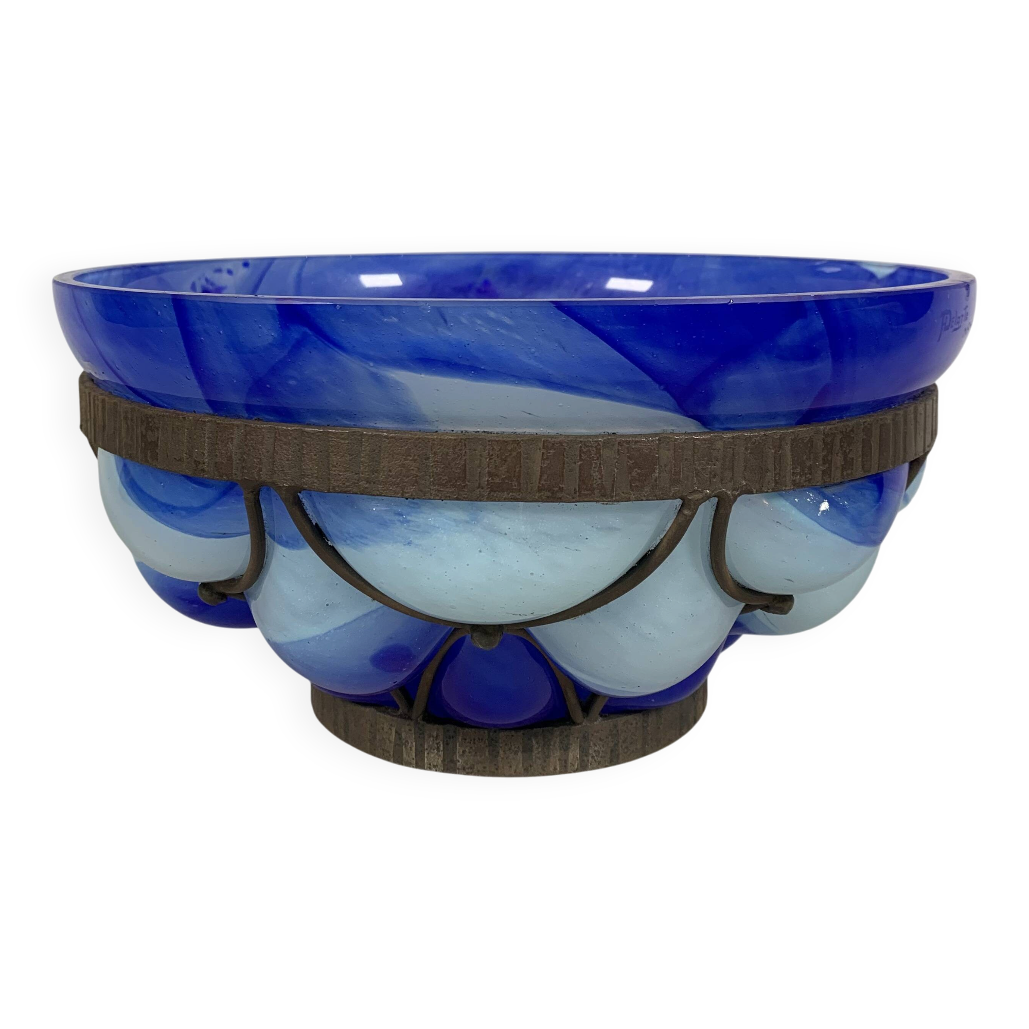 Coupe En Verre  Et Fer Forgé André Delatte (1887-1953) Nancy Art Deco