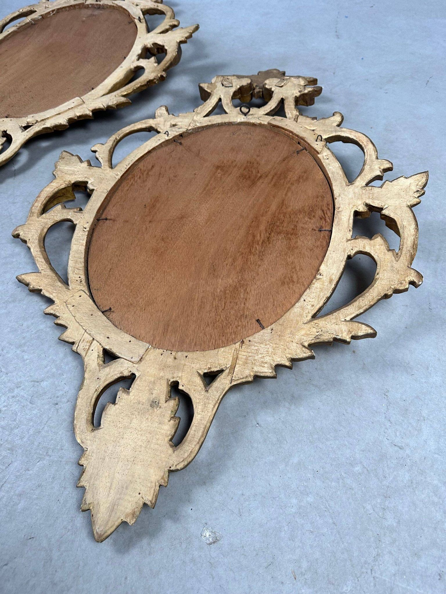 2 miroirs anciens – bois et feuille d'or