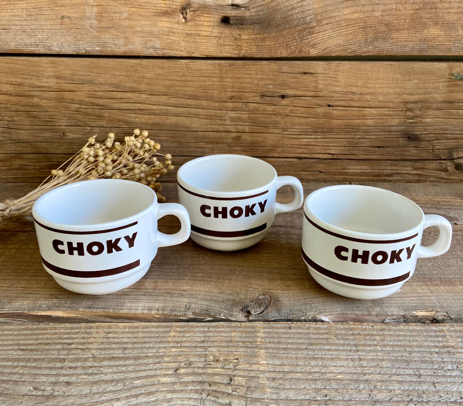 3 vintage choky cups