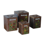 4 vintage wooden spice boxes 70s