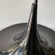 Black metal pendant lamp with trumpet design, 1960s, Italy.