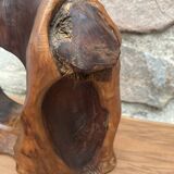 Brutalist sculptural lamp base in olive wood