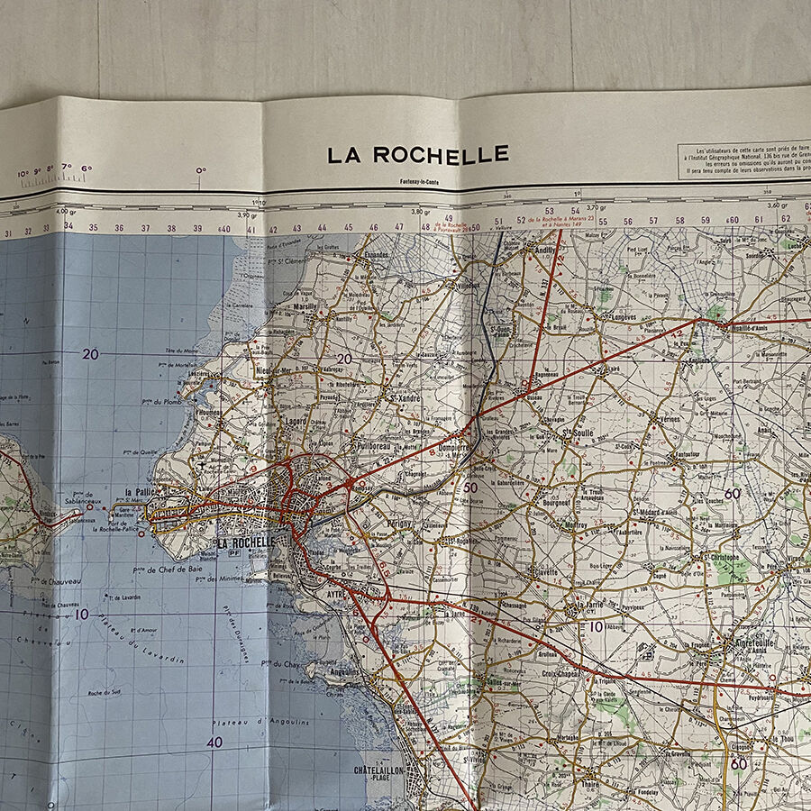 Map La Rochelle - Ile de ré - Ile d'Oléron vintage 1971