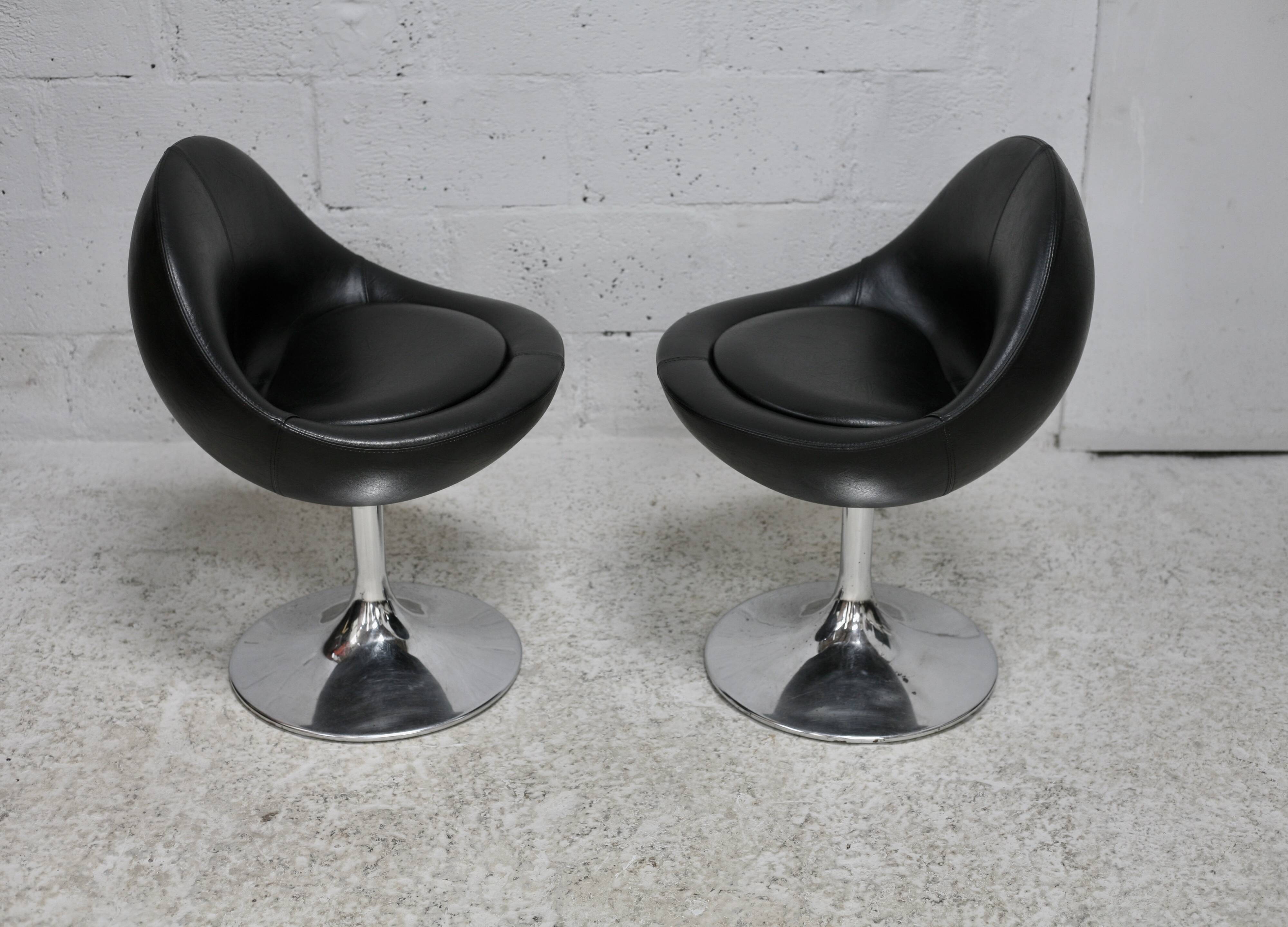 pair of "space age" swivel chairs. Sweden, circa 1965