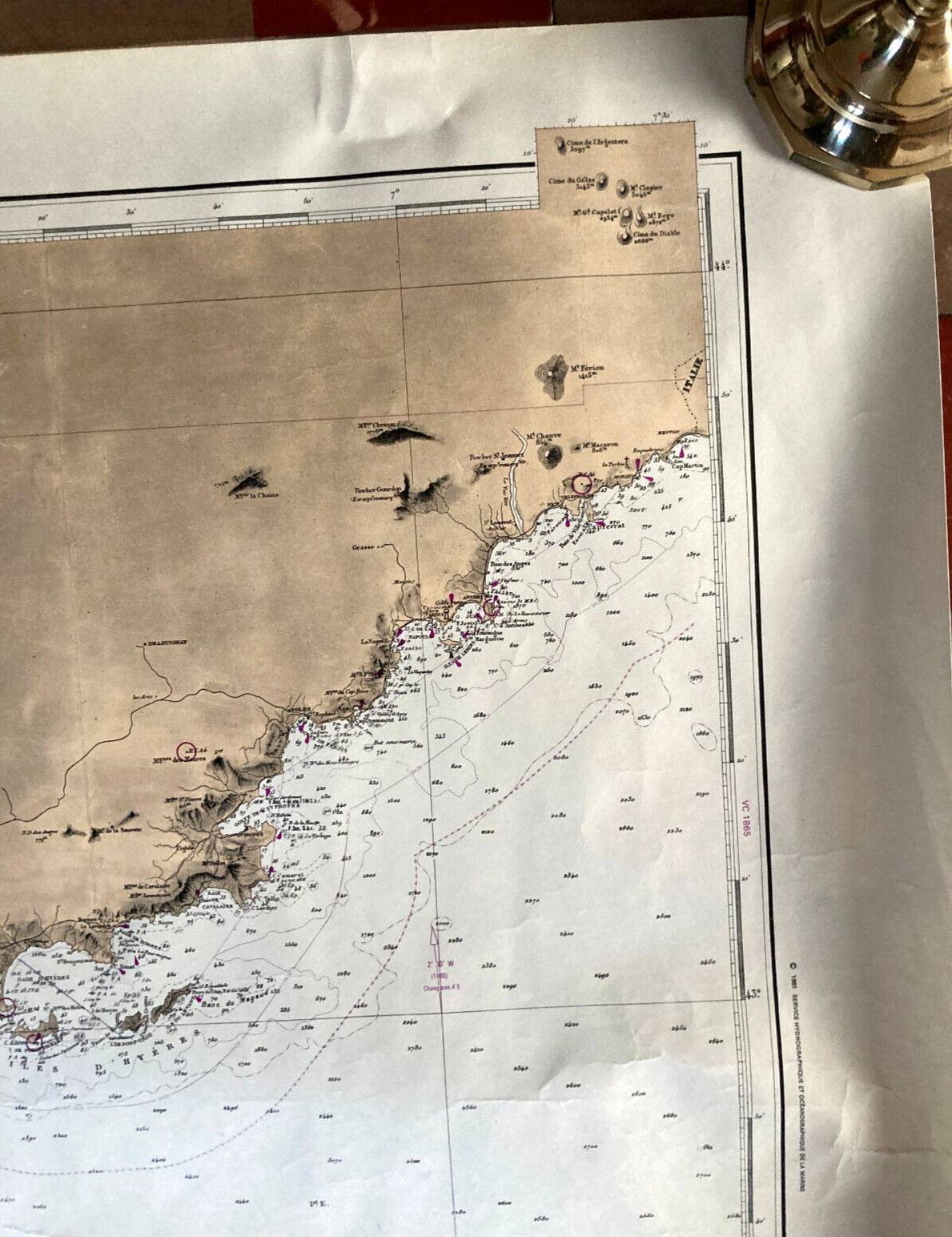 Carte marine ancienne - Golf du Lion - Mer Méditerranée