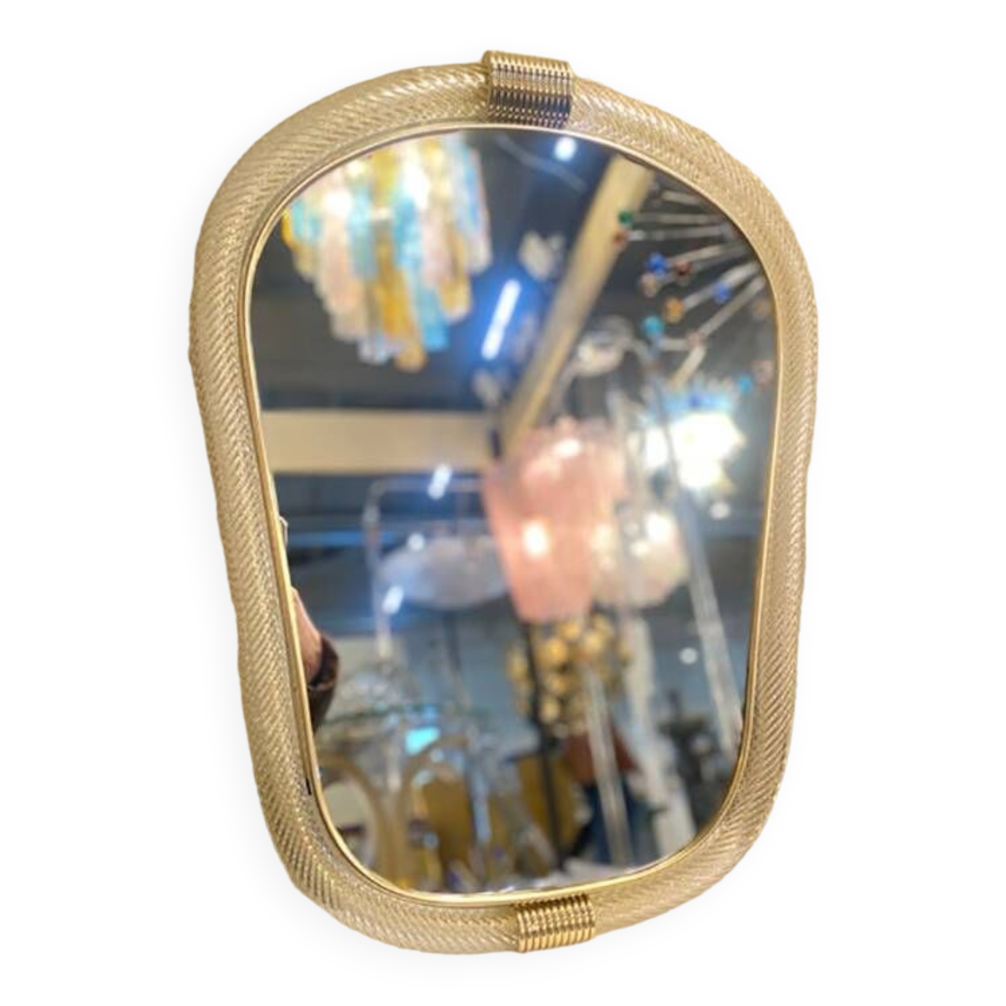 Impressive “Torciglione” Murano Glass Wall Mirror in Barovier Style