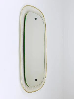 Vereinigte Werkstätten Mid-Century Wall Mirror, Rigitulle Metal & Brass