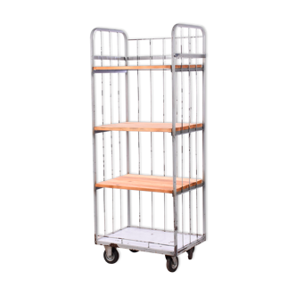 Industrial shelving unit on wheels trolley