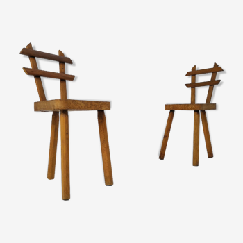 Pair of tripods brutalist chairs 1960