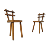 Pair of tripods brutalist chairs 1960