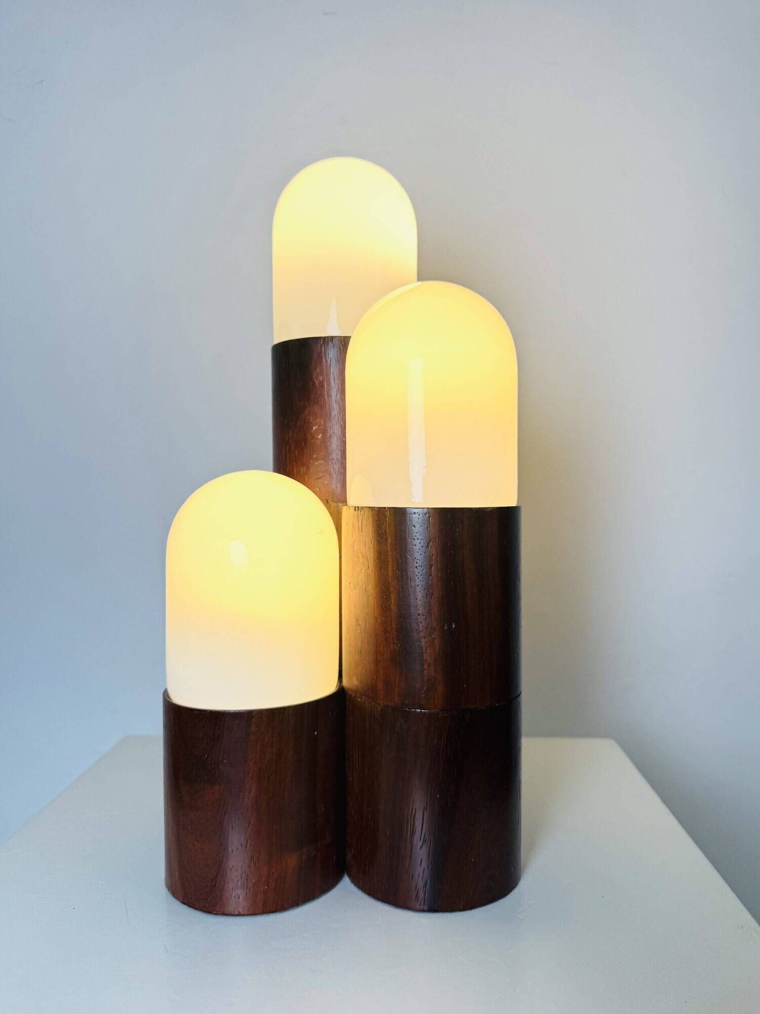 Sculptural Dome Table Lamp In Cylindrical Rosewood, Brasil Circa 1960