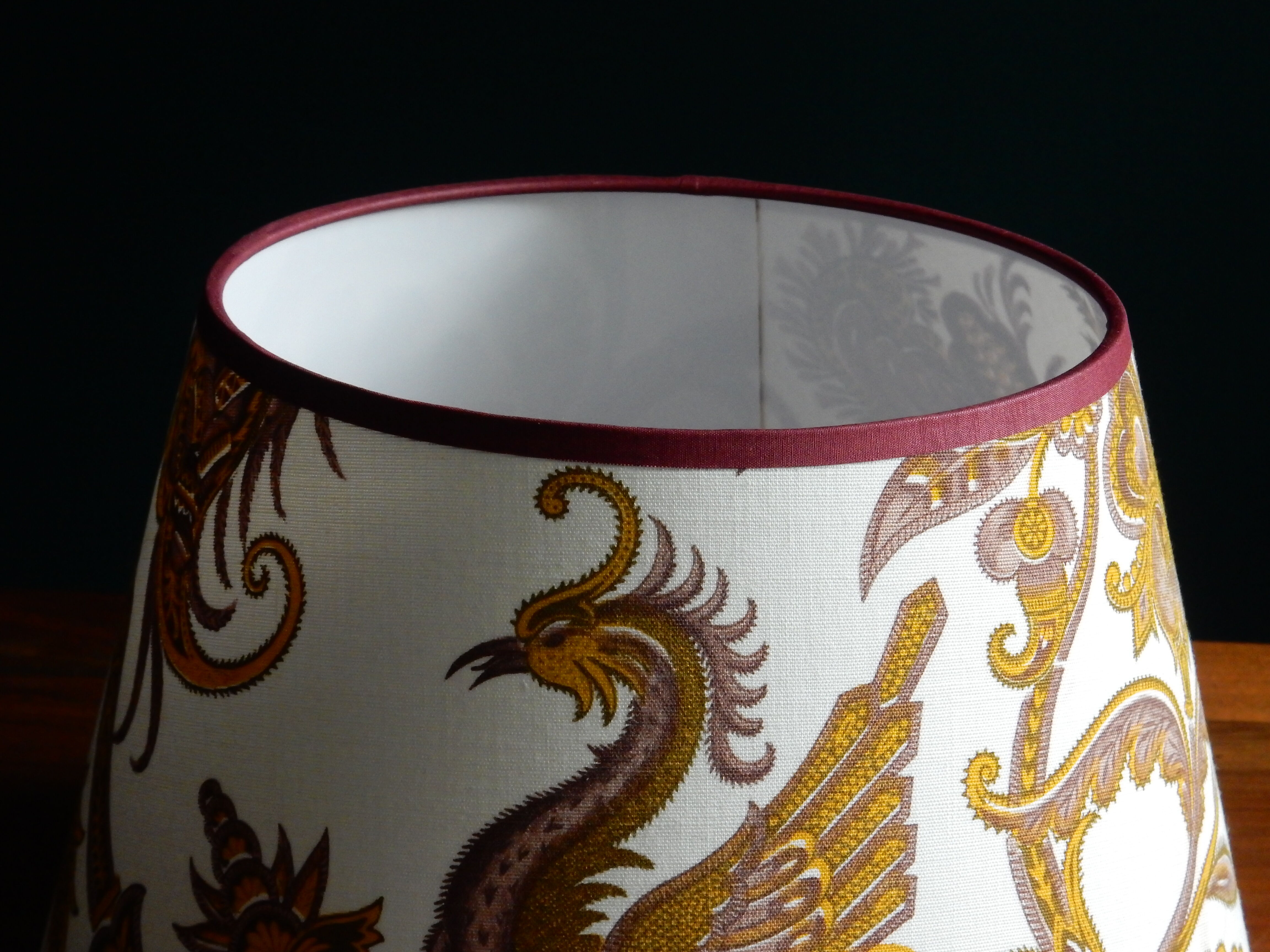 Conical lampshade vintage fabric Boussac Romanex