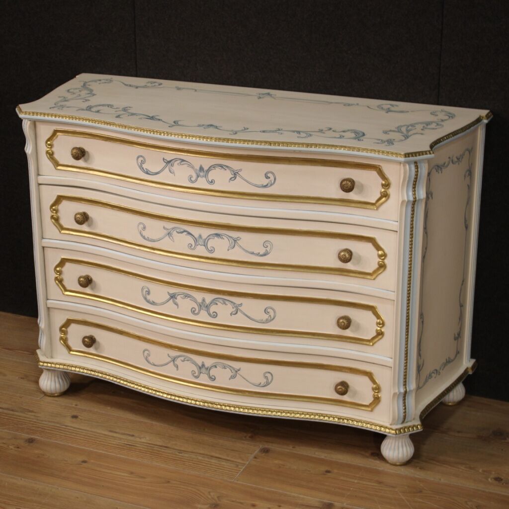 Italian dresser in lacquered, painted and gilded wood