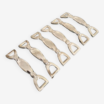 6 Silea knife holders in silver-colored metal stirrup shape