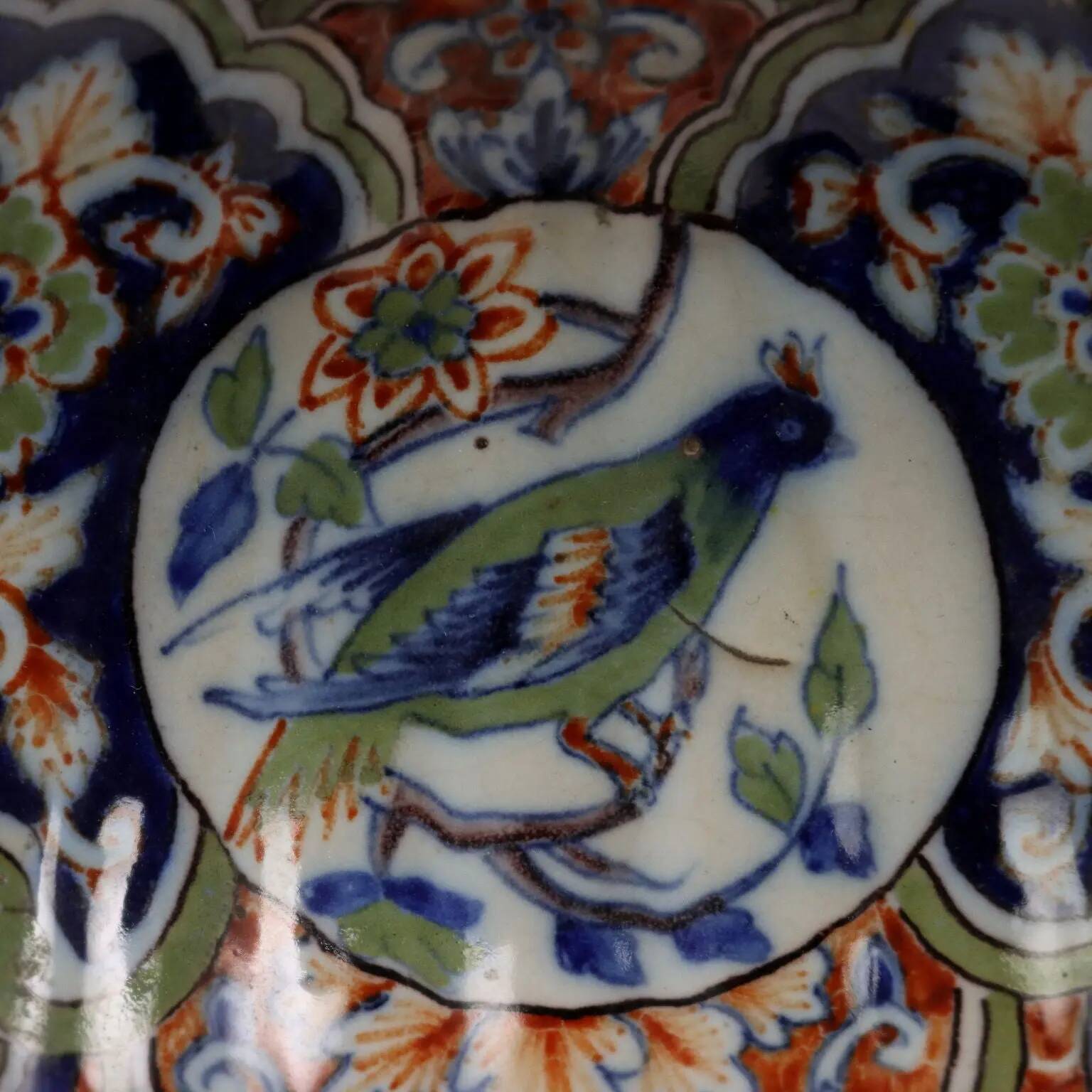 Ancient vase fully decorated with ceramic plants, 20th century.