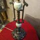 large bronze lamp from 1940 to 1950, glass globes 60x24, electrical in working order with pull switch