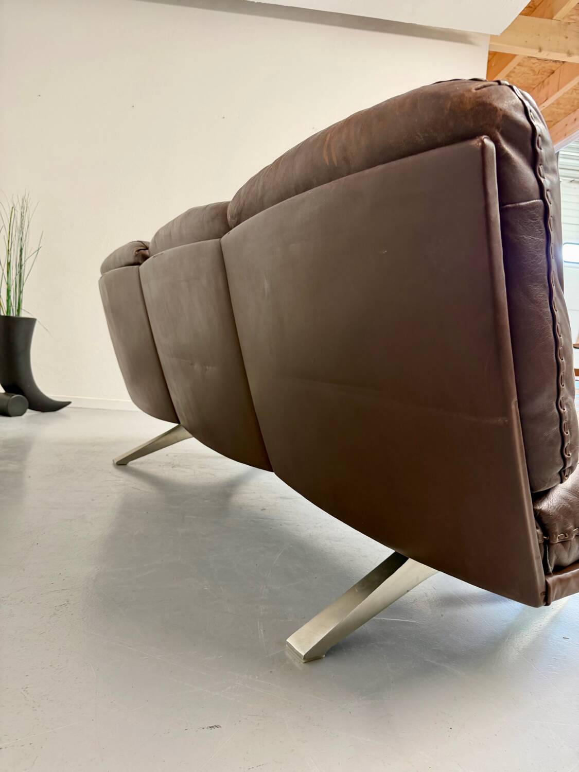 De Sede DS31 vintage leather 3-seater canapé banquette from the 1970s.
