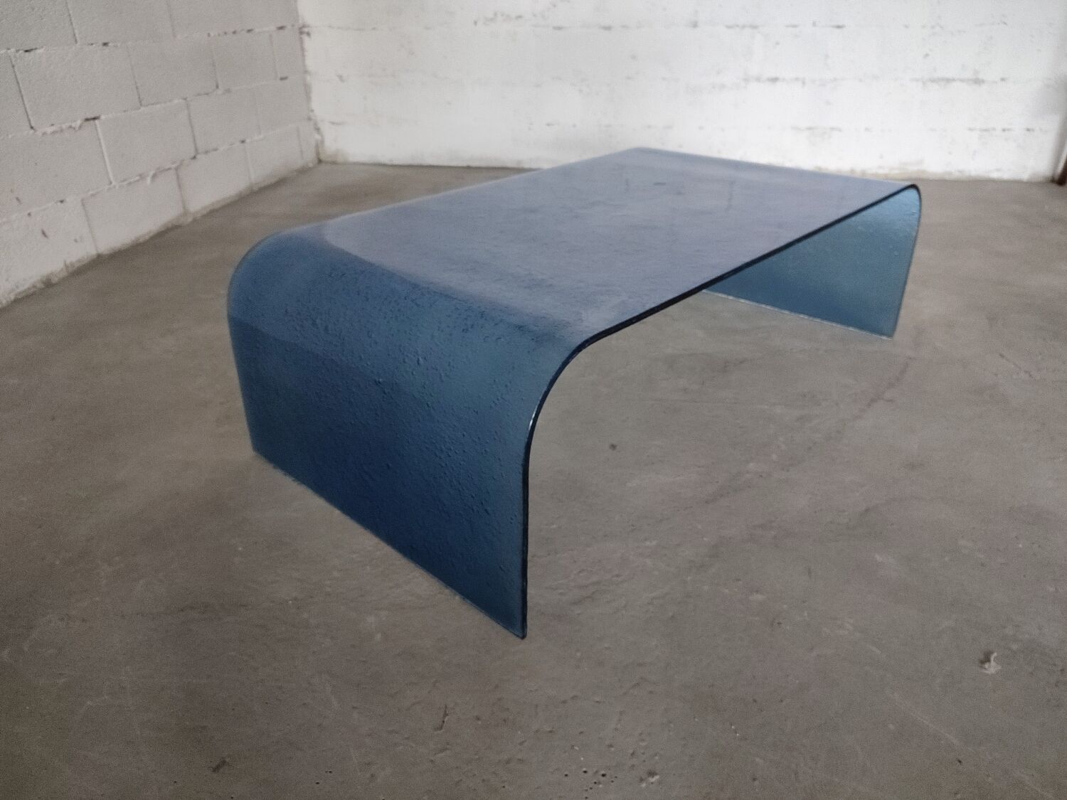 Vintage Italian blue glass coffee table