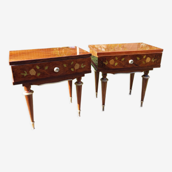 Tables de chevet en bois de rose années 60 70