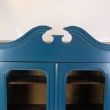 Antique Display Cabinet Painted Blue From 1920s