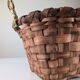 David Marshall brutalist splint wood and cast brass basket, 1970s
