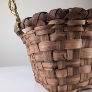 David Marshall brutalist splint wood and cast brass basket, 1970s