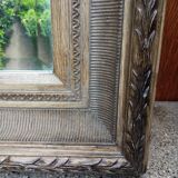 Patinated wall mirror gray with beveled ice, 80 x 70 cm