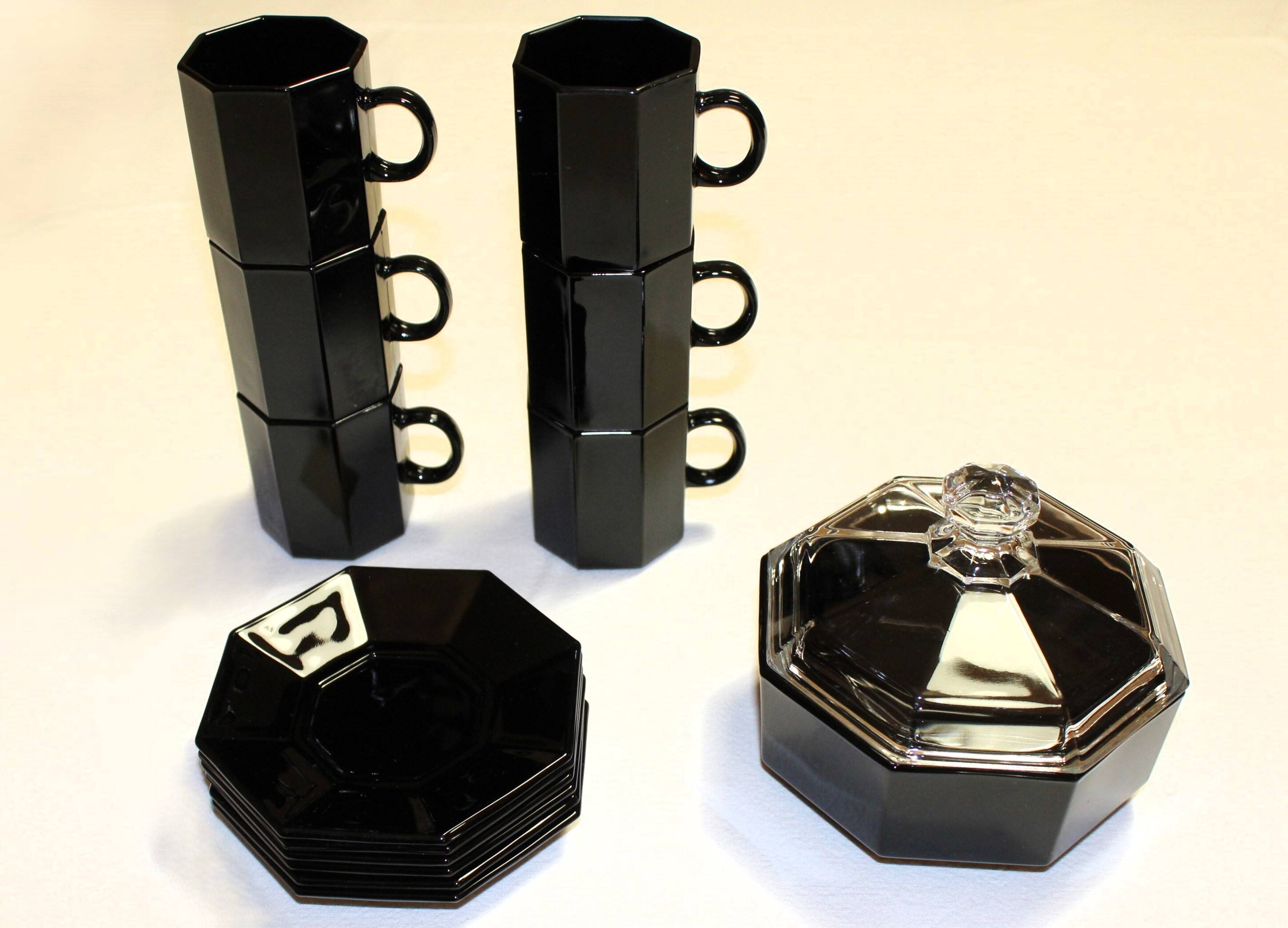 Arcoroc black "Octime" coffee service