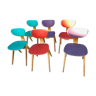 Set of six curved wooden chairs