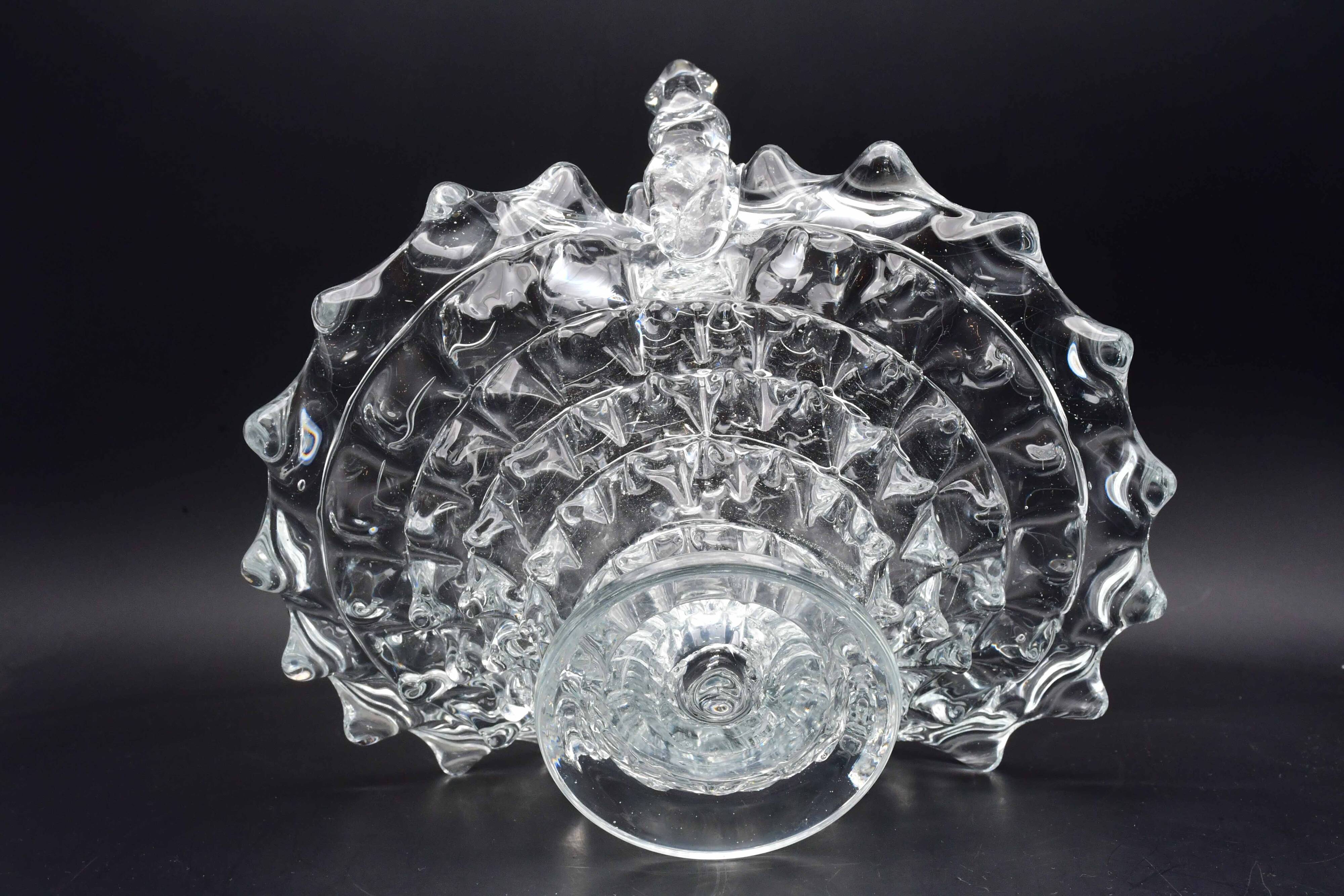 Barovier Rostrato Murano Italian glass basket centerpiece vase, 1940s