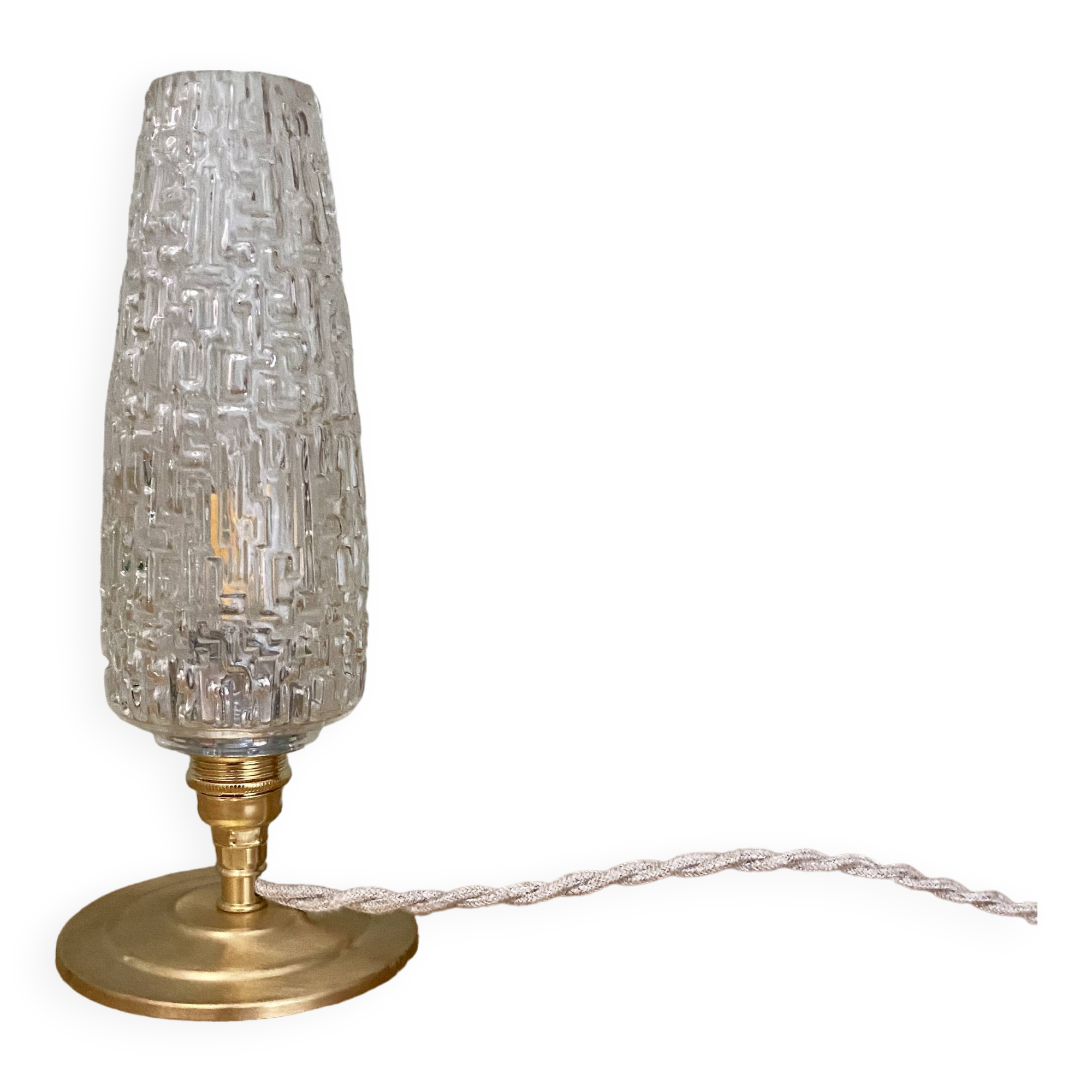 Vintage globe table lamp in molded glass