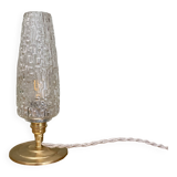 Vintage globe table lamp in molded glass
