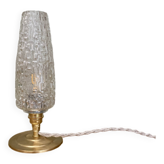 Vintage globe table lamp in molded glass