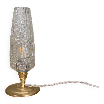 Vintage globe table lamp in molded glass