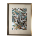 Peinture acrylique encadrée feuillage et lumière dorée