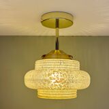 Vintage art deco globe pendant light / ceiling light in yellow Clichy glass