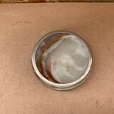 Ancien Cendrier Albâtre + Contour Laiton Accessoires Fumeur Vintage #B181
