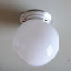 Wall lamp or ceiling lamp old globe in opaline glass white aluminum base 1950 1960 vintage